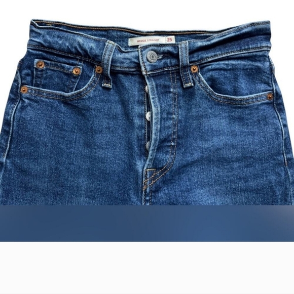 Levi's wedgie straight women's jeans size 25 color blue used excellent Condition - Picture 9 of 11